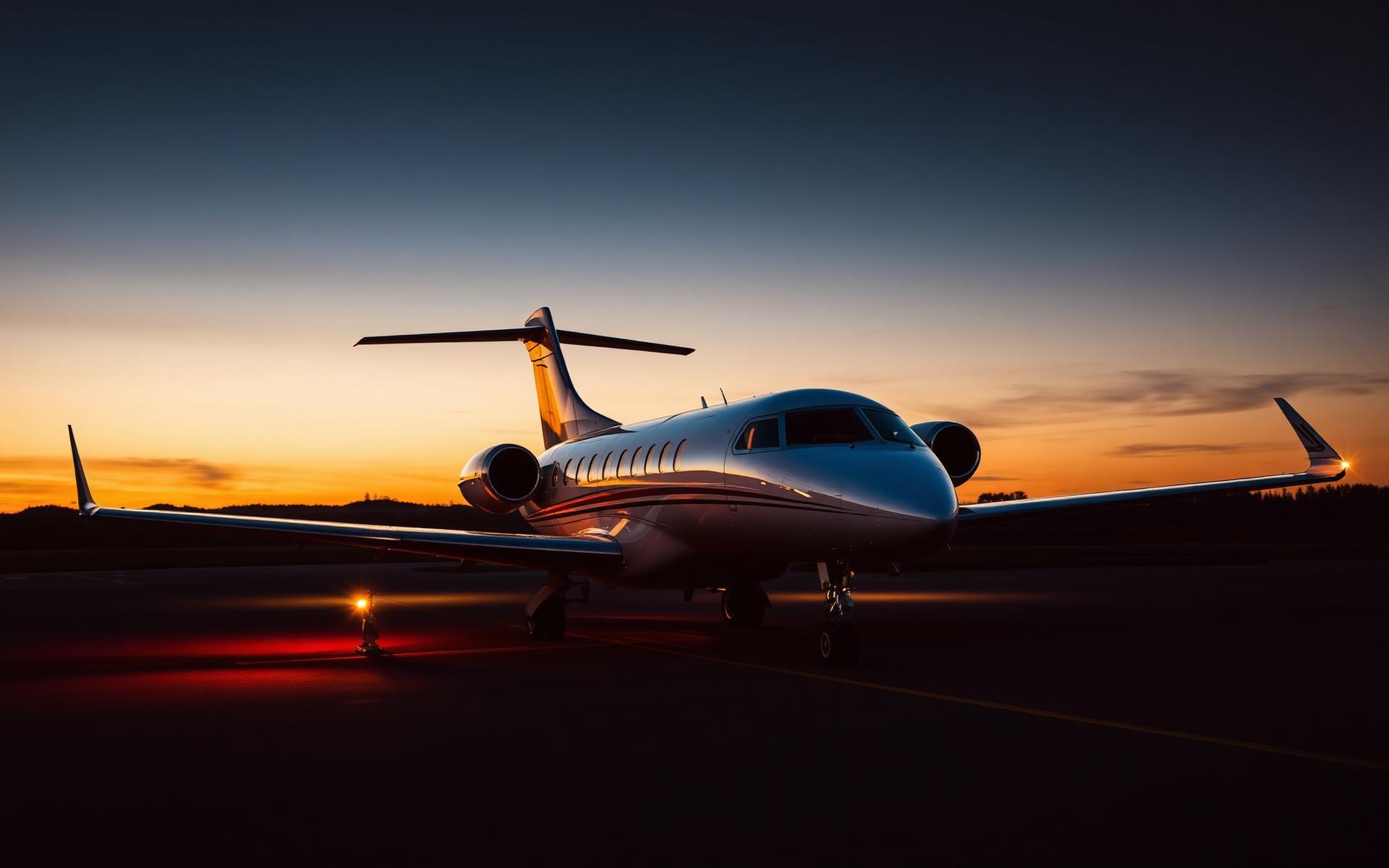 Jet privado Fly Supreme al atardecer